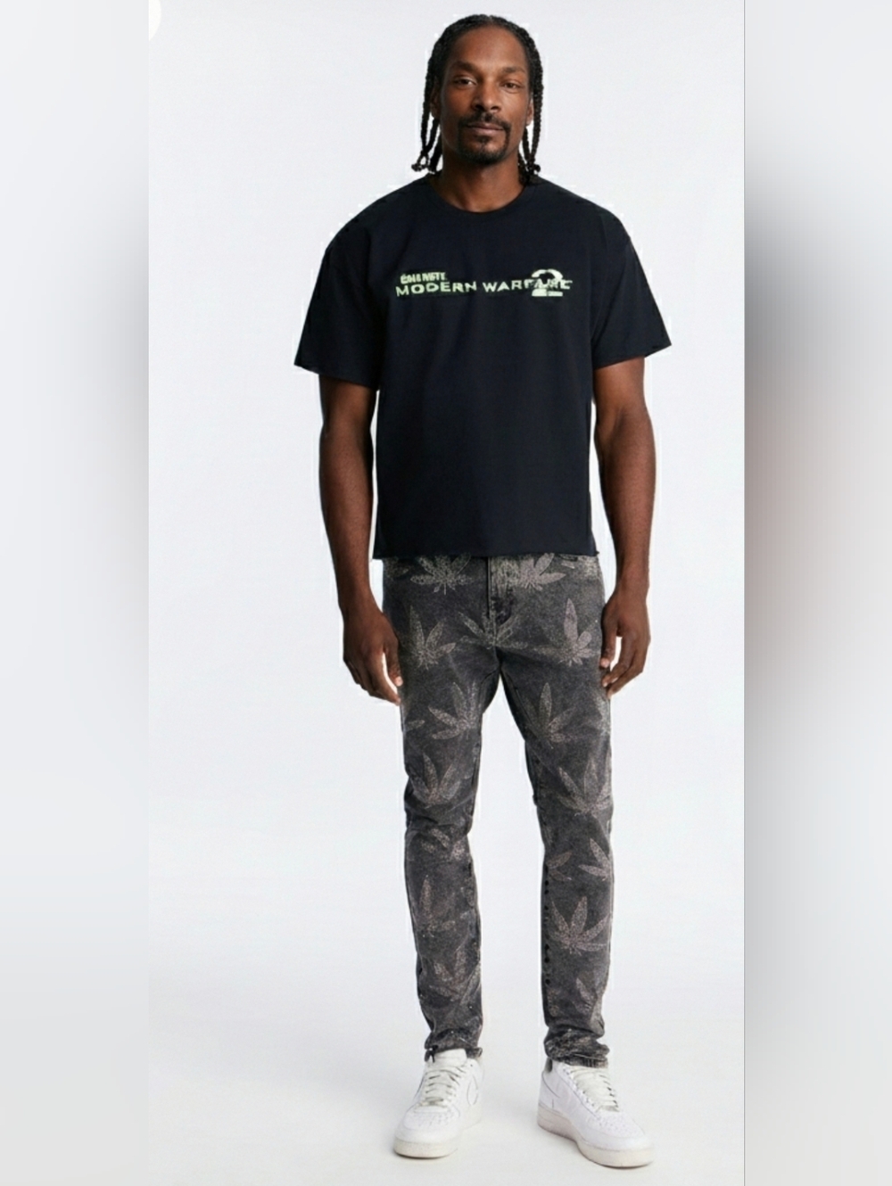Men's Black  Rhinestone Patterned Slim Jeans
